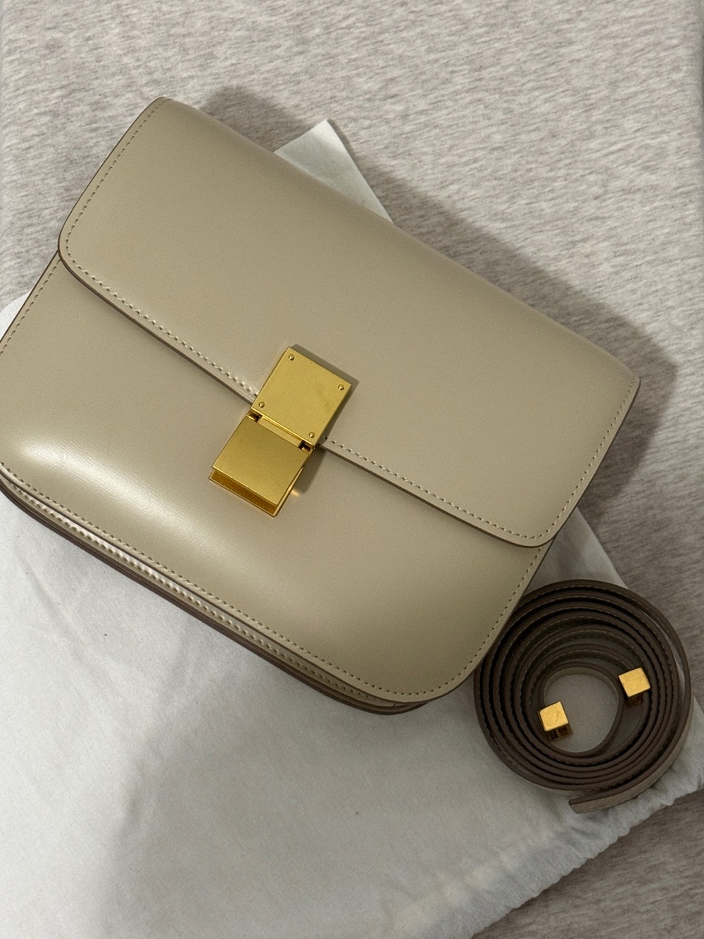 Genuine leather box bag